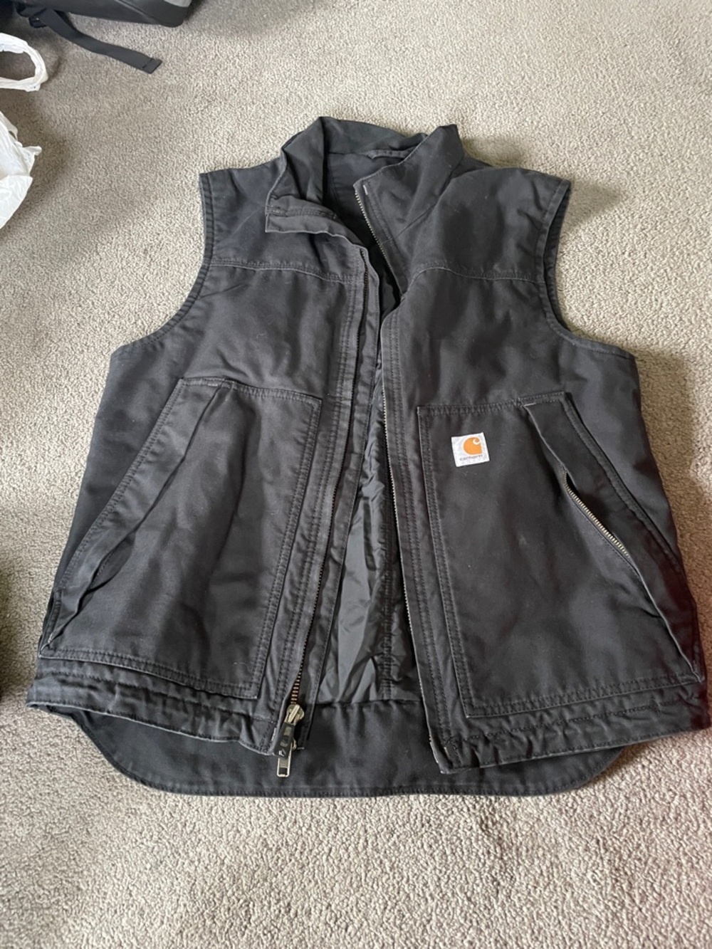 Carhartt Black Insulated Duck Vest with Zip Pockets